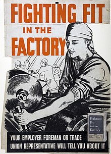 INF3-160 Fighting Fit in the Factory. British poster by A. R. Thomson INF3-160 Fighting Fit in the Factory Artist A R Thomson.jpg