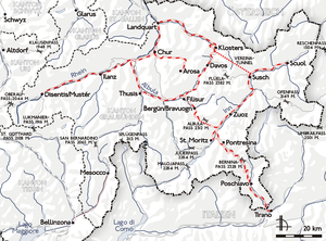 レーティッシュ鉄道路線図