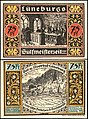 75 Pfennig Notgeldschein der Stadt Lüneburg, Rückseite: Reste der Stadtmauer (1921)