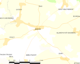 Mapa obce Amagne