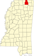 蒂帕縣在密西西比州的位置