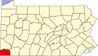 Map of Pensilvanija highlighting Greene County