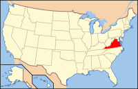 Map of the U.S. highlighting Virginia