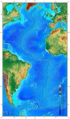 Divergent plate boundary: Mid-Atlantic Ridge