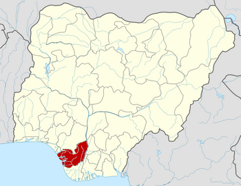 English: Map locator of Nigeria.