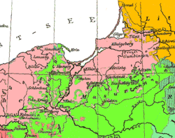 Ausschnitt aus der Sprachenkarte von Deutschland in Andrées Weltatlas von 1880