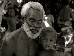 A man with his grandson in East New Britain, P...