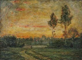 Sunrise or sunset with lone figure, c. 1884-1887, private collection