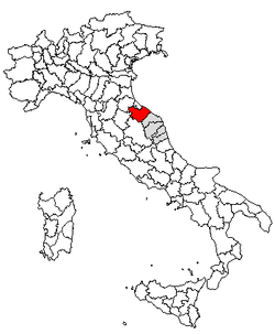 Lokasyon ng Barchi, Marche sa Lalawigan ng Pesaro at Urbino