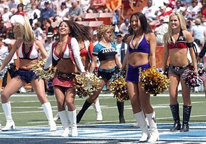 Cheerleaders entertain the fans during the gam...