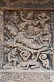 Vaali is lying dead, shot by Rama. His wife Tara,son Angadha and brother Sugreeva grieve. The entire clan of monkeys express their grief on Vaali's death. The panel is 6 inches X 6 inches - impressive miniature sculpture