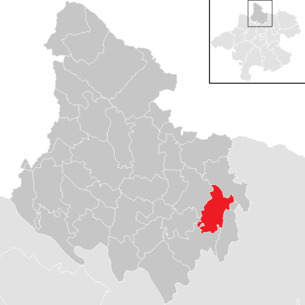 Lage der Gemeinde St. Johann am Wimberg im Bezirk Rohrbach (anklickbare Karte)