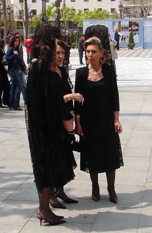 women wearing mantilla at the Semana Santa in ...