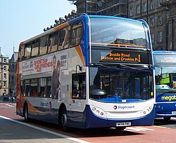 Stagecoach in Newcastle bus 19442 Alexander Dennis Trident 2 Enviro 400 NK58 FNG in Newcastle 25 April 2009.JPG