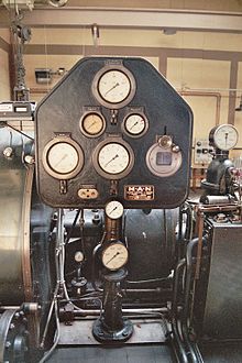 A local instrumentation panel on a steam turbine Steuerstand01.jpg