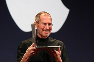 Steve Jobs with his MacBook Air at Macworld 2008.