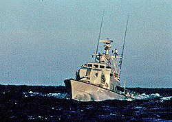 HMS Vale under en övning, 1980.