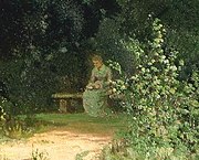 A woman sitting on a bench