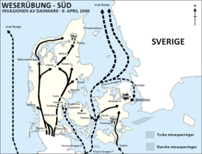 Mapa německého plánu obsazení Dánska