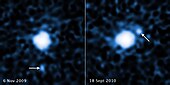 Gonggong and its moon Xiangliu, imaged in 2009 and 2010 with Hubble's Wide Field Camera 3 Xiangliu orbiting 225088 Gonggong (2009-2010).jpg