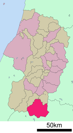 Location of Yonezawa in یاماگاتا پریفیکچر