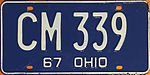 Номерной знак Огайо 1967 года.JPG