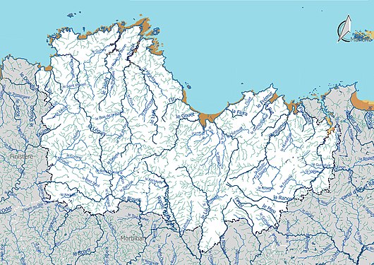 Carte de l'ensemble du réseau hydrographique des Côtes-d'Armor.