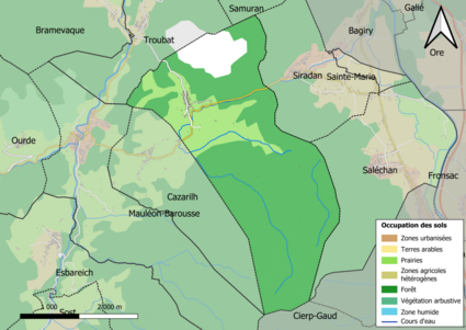 Carte en couleurs présentant l'occupation des sols.