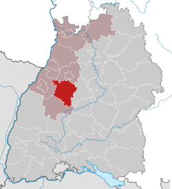 Elhelyezkedése Baden-Württemberg térképén