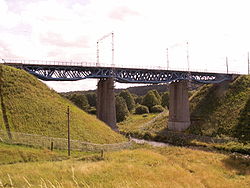 Železniční most trati Vilnius - Lentvaris přes Vokė na JZ okraji Vilniusu