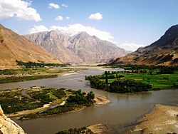 The Panj river at the border