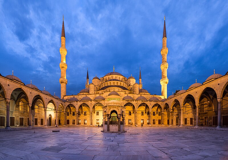 File:Blue Mosque Courtyard Dusk Wikimedia Commons.jpg