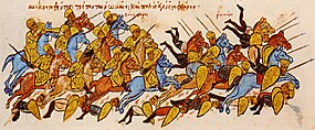 Bulhaři pronásledují Byzantince u Bulgarofygu, miniatura z Madrid Skylitzes