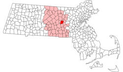 Location in Worcester County in Massachusetts