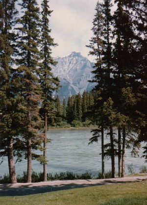 Bow River and Cascade Mountain, Banff National...