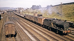 Freight train at Carnforth station