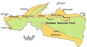 Map showing the location of Chitwan National Park