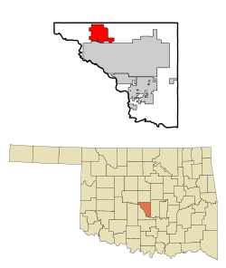 Location within Cleveland County and اوکلاہوما