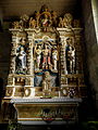 Enclos paroissial de Commana : église Saint-Derrien, le retable des Cinq Plaies.