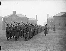 Canadian soldiers on parade in the UK, December 1939; shortly after the outbreak of the Second World War. Dominion and Empire Forces in the United Kingdom 1939-45 H589.jpg