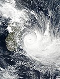 Dumazile at peak intensity east of Madagascar