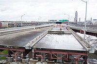 Surface and structure of the unfinished end of the Dunn Memorial Bridge.