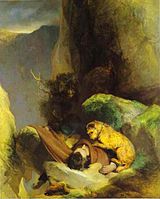 Foxie, guarding the body of her master Charles Gough, in Attachment by Edwin Landseer, 1829 Edwin Landseer Attachment.JPG