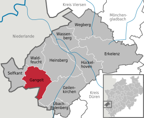 Poziția Gangelt pe harta districtului Heinsberg