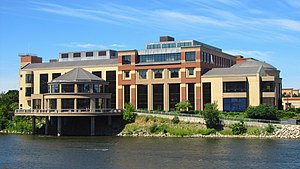 The Grand Rapids Public Museum stretches along the Grand River. Grand Rapids Public Museum.jpg