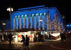 A praça Hötorget e a Sala de Concertos no natal de 2017