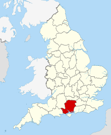 Hampshire shown within England Hampshire UK locator map 2010.svg