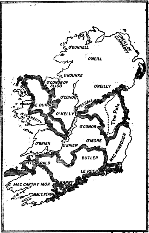 Map of Ireland under Henry VIII.