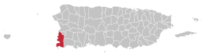 Map of Puerto Rico highlighting Cabo Rojo Municipality