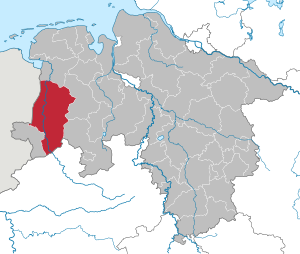 Li position de Subdistrict Emsland in Infra Saxonia